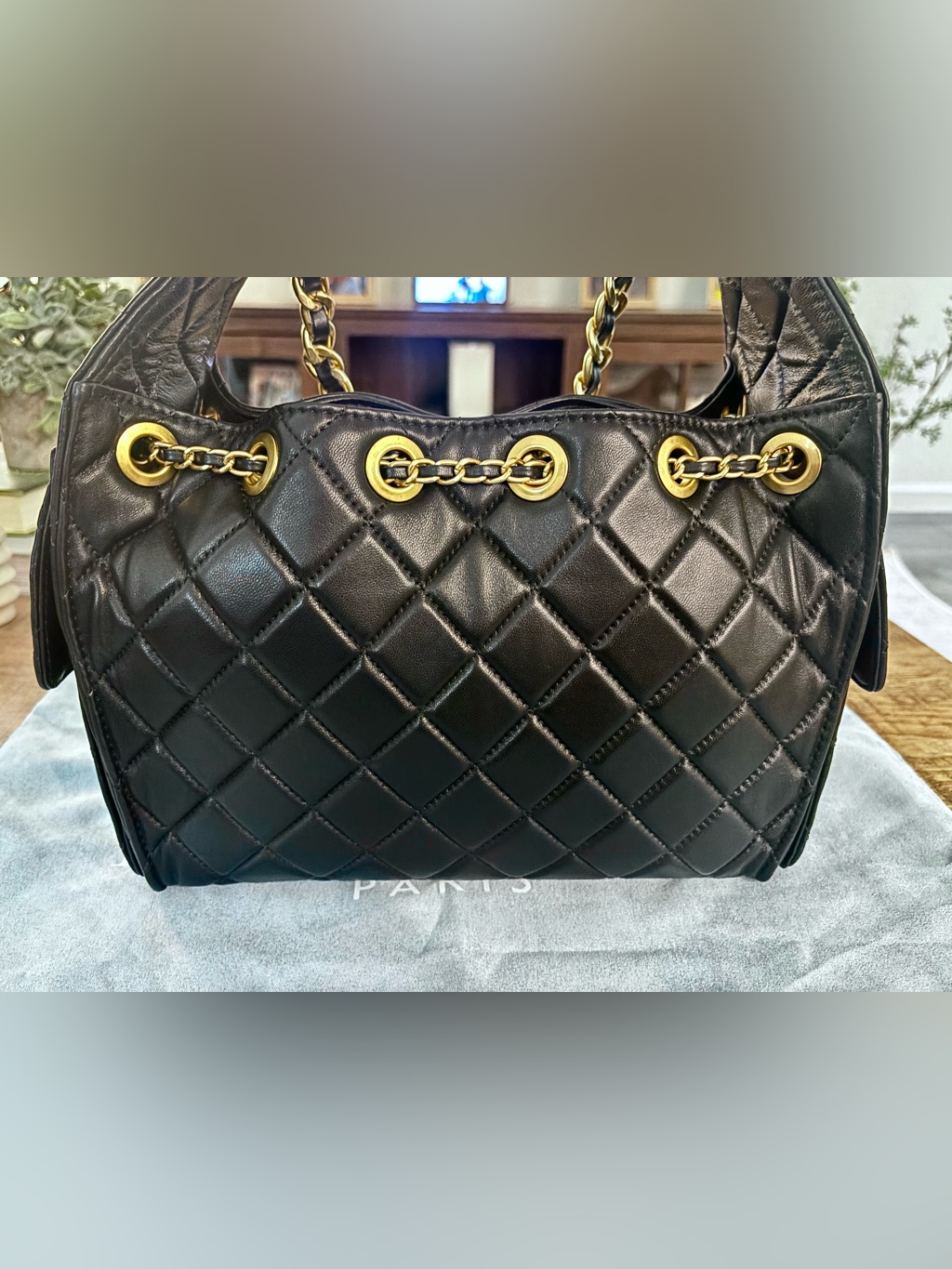 Quilted Sheepskin Leather Shoulder Bag With Chain Strap — image 2 of 6